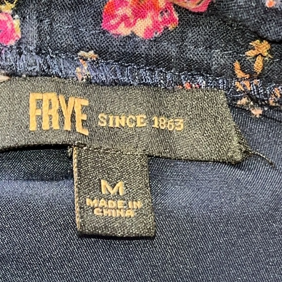 Frye Autumn Bouquet Navy Blue Floral Midi Dress Western Tiered Ruffle Peasant M - Picture 8 of 11